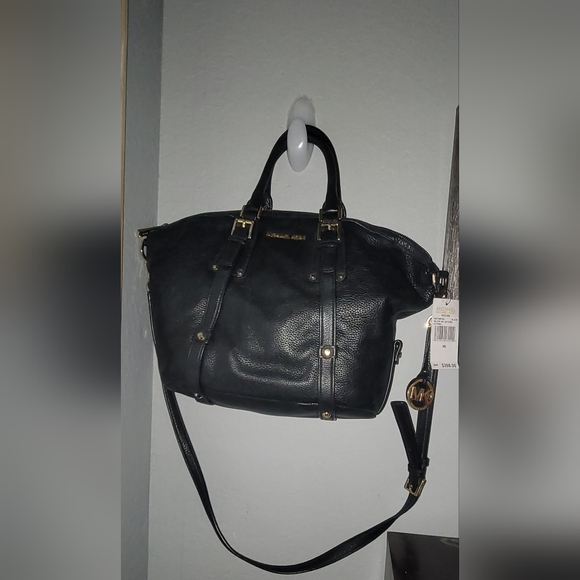 Michael Kors Handbags - Michael Kors Bedford Black Leather Satchel with Gold Hardware